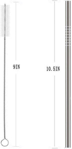 25 Piece Set Stainless Steel Straws Ultra Long 10.5 Inch Drinking Metal Straws Reusable Drinking Straws for 20 30 OZ (20 Straight| 5 Brushes)