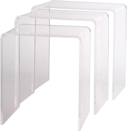 Pemberly Row Clear Acrylic Nesting Tables, Lucite Material, Waterfall Edge by PEMBERLYROW