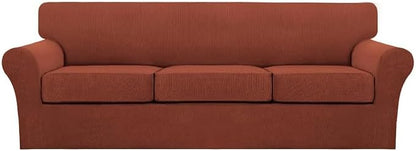 Turquoize 4 Piece Sofa Covers for 3 Cushion Couch Sofa Slipcover Soft Couch by Turquoize