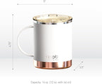 asobu Ultimate Ceramic Travel Mug, 12oz Insulated Stainless Steel Coffee Cup with Handle & Splash-Resistant Lid, Ceramic Lined for Pure Taste, BPA-Free, Double-Wall Vacuum for Hot Drinks