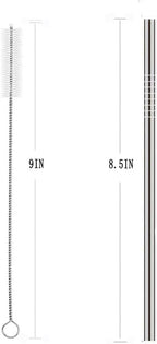 25 Piece Set Stainless Steel Straws Long 8.5 Inch Drinking Metal Straws Reusable Drinking Straws for 20 OZ (20 Straight| 5 Brushes)