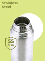 Milton Thermosteel Flip Lid Flask 350, Double Walled Vacuum Insulated Thermos 350 ml | 12 oz | 24 Hours Hot and Cold Water Bottle with Cover, 18/8 Stainless Steel, BPA Free, Leak-Proof | Silver