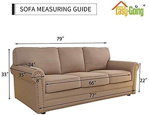 Easy-Going Reversible Couch Cover, 3 Cushion Sofa, Taupe/Ivory | Machine - Image 8