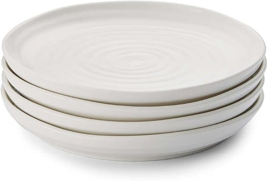 Portmeirion Sophie Conran White Coupe Side Plate Set of 4-6.5 Inch Porcelain Dining Plates with Non-Stick Glaze, Durable Tableware & Everyday Dinnerware, Dishwasher, Microwave, Freezer & Oven Safe