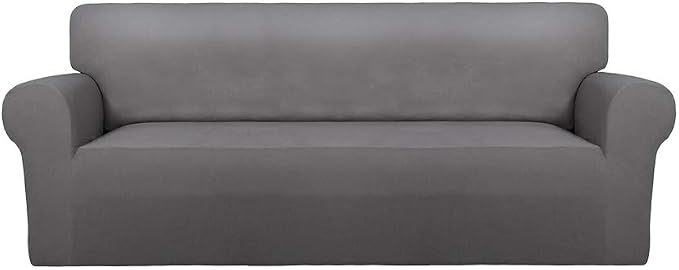 PureFit Stretch Oversized Couch Covers Fleece Sofa Slipcovers Light Gray | by PureFit