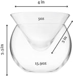 LEMONSODA Stemless Martini Glasses with Chiller - Elegant Cocktail Glass Set with Cavier Server Bowl - Beautiful Bar Martini Gift Set for Margarita, Cosmopolitan, Manhattan Cocktails (Set of 2)