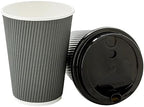 Restaurantware-12 Ounce Disposable Coffee Cups, 500 Ripple Wall Hot Cups For Coffee - Lids Sold Separately, Rolled Rim, Gray Paper Insulated Coffee Cups, For Hot Coffee, Tea, And More