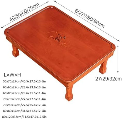 Korean Square Folding Coffee Table, Solid Wood Low Table - Image 2