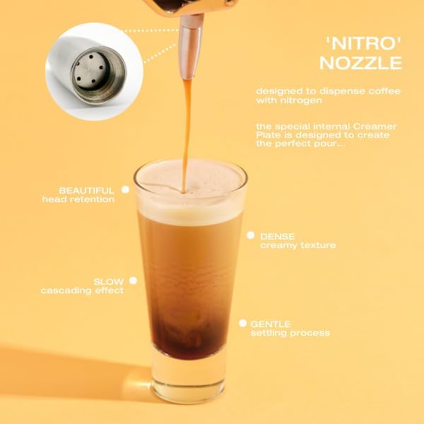 Premium 0.5L Nitro Coffee Maker, Aluminum Nitro Cold Brew Coffee Maker with Special Nitro Diffuser Nozzle & Cold Brew Pitcher for Making Nitro Cold Brew, 1 Pint/0.5L