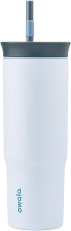 Owala Stainless Steel Triple Layer Insulated Travel Tumbler with Spill Resistant Lid and Straw, BPA Free, 24 oz, Grey/Blue (The Great Blue)