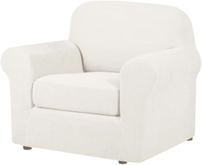 H.VERSAILTEX 2 Piece Couch Cover Stretch Stylish Chair Cover Furniture by HVERSAILTEX