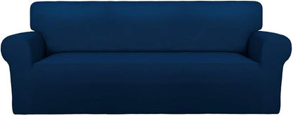 PureFit Stretch Oversized Couch Covers Fleece Sofa Slipcovers Navy | 1-Piece by PureFit