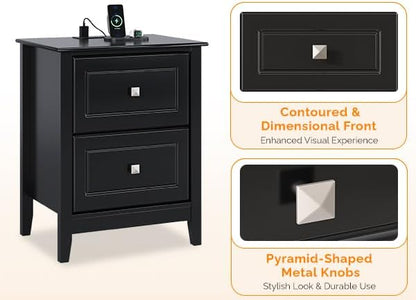 VINGLI 18.9" W Black Nightstand Set of 2 - Image 8