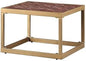 HomeStock Renaissance Revival End Table, Retro Brown Top Grain Leather by Homestock