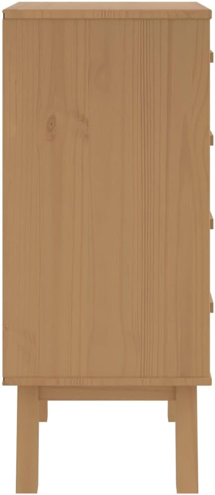 Grey and Brown Solid Pine Wood Bedside Cabinet - Image 8