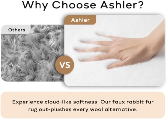 Ashler Faux Fur Rug, Ultra Soft Faux Rabbit Fur, 3 x 3 Feet Round, Machine - Image 3