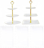 RAUVOLFIA 5 Pcs Dessert Table Stand Set - 2 X 3 Tier Plastic Cupcake Display Stands Cookie Tray Rack Serving Tower & 3 Pcs Trays for Wedding Baby Shower Tea Party