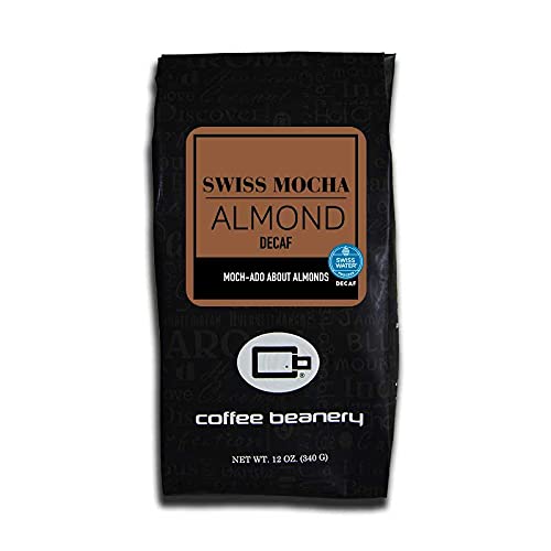 Dark Chocolate Almond Flavored Coffee SWP Decaf, Specialty Arabica Coffee, Medium Roast, 12 ounce, Automatic Drip (Ground)