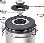 ShanSon Coffee Canister Airtight Stainless Steel Kitchen Food Storage Container with Date Tracker for Beans Grounds Tea Flour Cereal Sugar, 22OZ, Silver