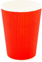 Restaurantware 12 Ounce Ripple Wall Disposable Coffee Cups, 500 Insulated Midnight Red Paper Tumblers with Rolled Rim Design, Lids Sold Separately for Hot Drinks like Tea, Hot Chocolate and More