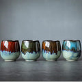 Ceramic Mini Espresso Cups Set of 4, 3 oz Espresso Mugs, Porcelain Coffee Mugs Demitasse Cups, Modern Style Handless, Microwave Dishwasher Safe (Morandi Color)