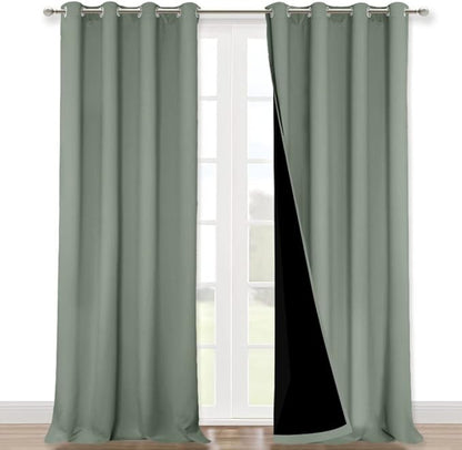 NICETOWN Full Shading Curtains for Windows, Super Heavy-Duty Black Lined by NICETOWN