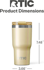 RTIC 20oz Essential Tumbler with Lid, Insulated, Stainless Steel, Metal, Double Wall Vacuum-Insulation, Ceramic Lined, Travel Cup for Iced Coffee, Tea, Hot and Cold Drink, Sunlight Glitter