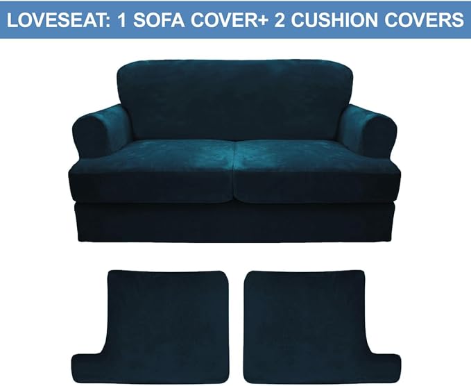 CUCRAF Cushion Sofa Cover 3 Piece Slipcovers, Soft Thick Velvet Couch Cover - Image 5