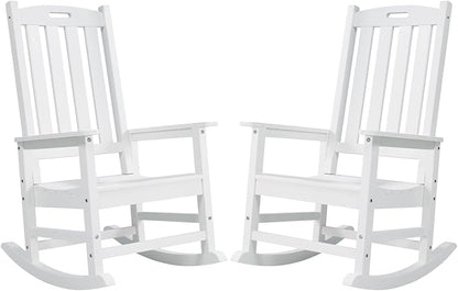 Psilvam Oversized Outdoor Rocking Chair Set of 2, HDPE Porch Rocker by PsilvamGardenFurniture