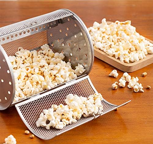Falytemow 12 x 18 cm Stainless Steel Rotisserie Grill Roaster Drum Oven Basket Oven Roast Baking Rotary for Peanut Dried Nut Coffee Beans BBQ