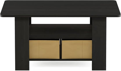 Furinno Coffee Table with Bins, Espresso/Brown - Image 8