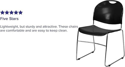 Flash Furniture HERCULES Series 880 lb. Capacity Black Ultra-Compact Stack Chair - Image 4