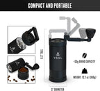 Java Manual Coffee Grinder, 20 Gram Capacity, Stainless Steel Burr, 50 Settings, Black