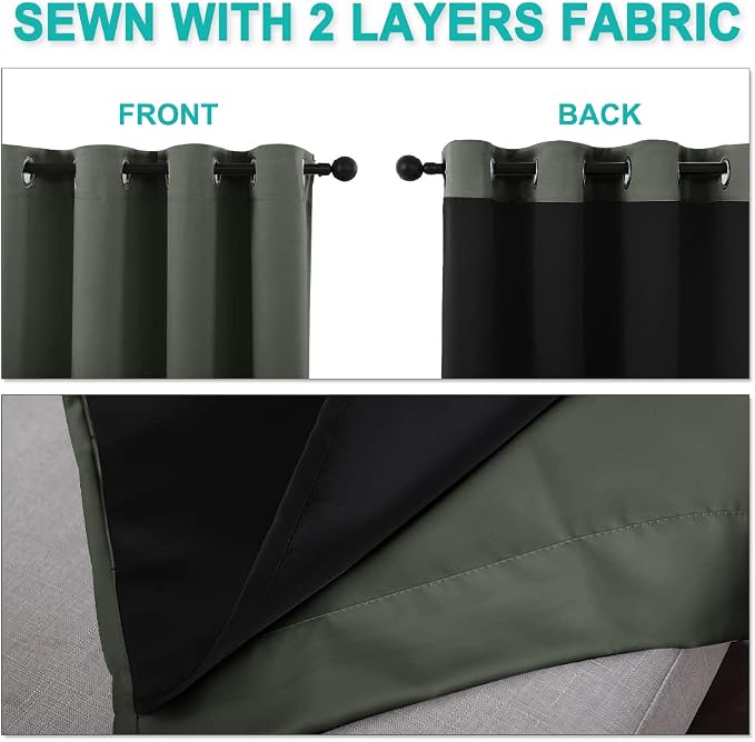 NICETOWN Dark Mallard 100% Blackout Curtains - Image 4