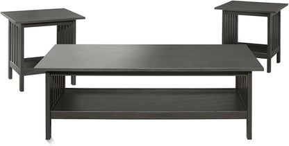 Classic Style Coffee Table and Two End Set Antique Gray Finish 3Pc Occasional - Image 6