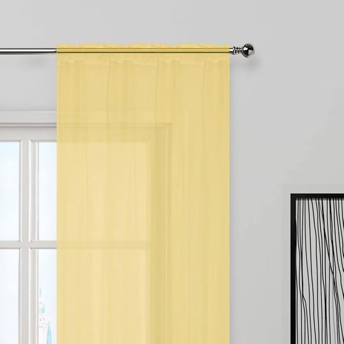 SpaceDresser Sheer Voile Window Treatment Rod Pocket Curtain Panels - Image 5