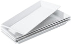 Rectangular Ceramic Serving Platters Set of 4, 14 inch Large Porcelain Serving Plates, White Appetizer Trays, Dishwasher Safe Plates for Steak, Charcuterie, Thanksgiving Turkey, Desserts