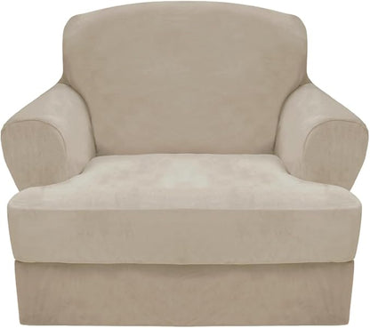 CUCRAF T Cushion Sofa Cover 2 Piece Armchair Slipcovers, Soft Thick Velvet by CUCRAF