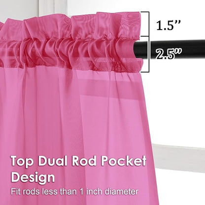 Hot Pink Sheer Curtains 72 Inches Long 2 Panels - Image 3