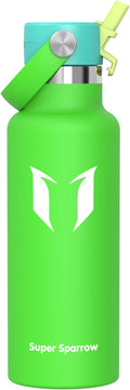 Super Sparrow Insulated Water Bottle - 17 Oz / 25 Oz / 32 Oz - Standard Mouth FlipFlow Flask - BPA Free, Leak Proof Drink Bottle- Ergonomic Straw Water Bottles for Work, Gym, Travel, Sports
