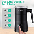 Electric Milk Frother, 4 in 1 Milk Steamer, 11.8oz/350ml Automatic Warm and Cold Foam Maker, Milk Warmer for Latte, Cappuccinos, Macchiato, Hot Chocolate, Coffee, Matte Black