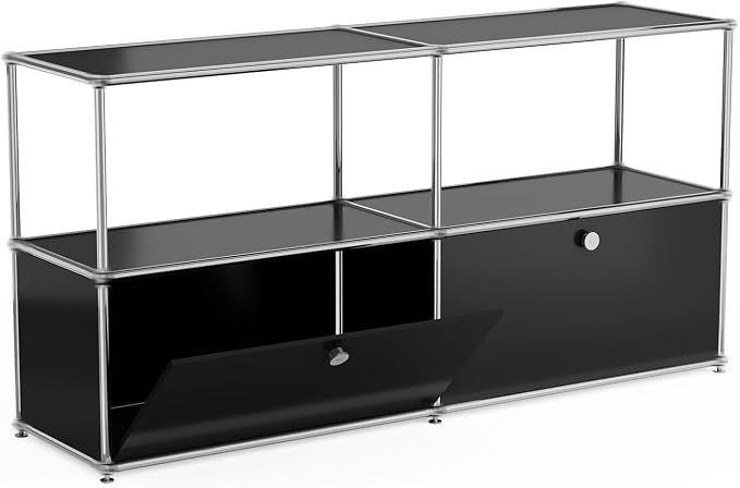 Modern Storage Cabinet Black F Versatile Free-Standing Organizer - Image 4