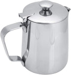 Stainless Steel Milk Frothing Pitcher, Stainless Steel Coffee Cup Mug Milk Frothing Pitcher Jug with Lid for Latte Coffee Art for Office Kitchen with handle(350ml)