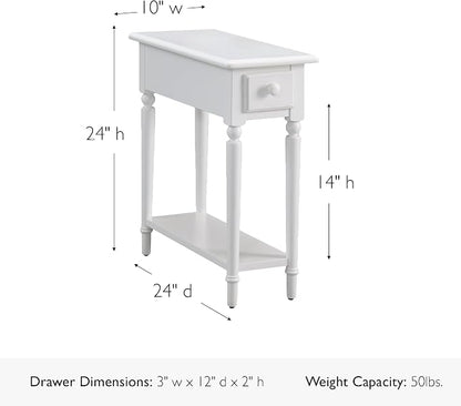 Leick Home Coastal End Table, Solid Wood, 1 Drawer, Bottom Display Shelf - Image 3