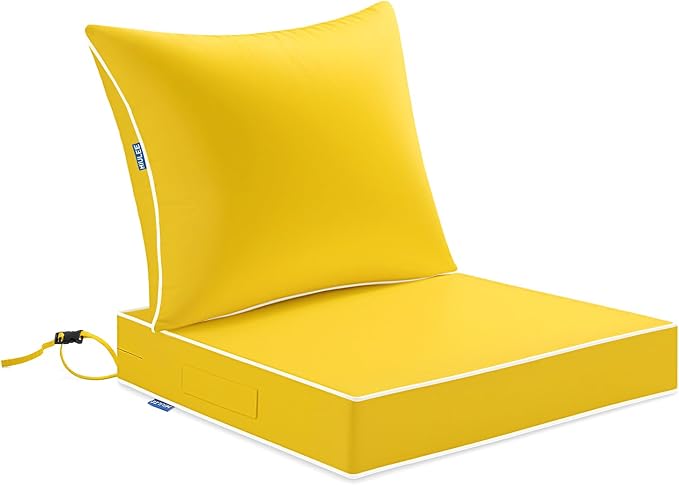 MIULEE Yellow Outdoor Seat Cushion 22x22 Inch Waterproof & 3 Year Fade by MIULEE