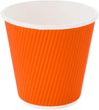 Restaurantware 8 Ounce Double Wall Disposable Coffee Cups, 500 Insulated Orange Paper Cups With Ripple Wall Design, Lids Sold Separately for Hot Beverages like Tea, Hot Chocolate, and More