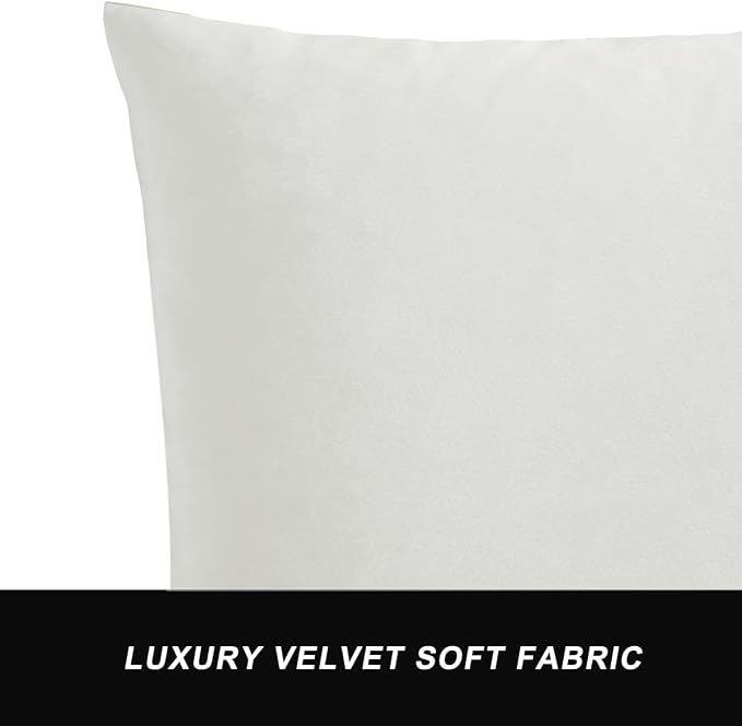 GIGIZAZA Ivory Velvet Decorative 18x18 Throw Pillow Covers - Image 5