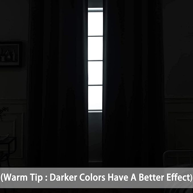 Yakamok Room Darkening Curtains 42x63 inch Length Dark Grey-Living Room | 2 - Image 3