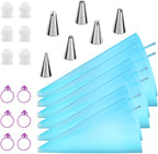 Reusable Piping Bags and Tips Set, Cake Decorating Tools with Icing Pastry Bags, Icing Bags Tips, Couplers and Frosting Bags Ties for Cookie Cupcakes