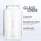 Delove 68 oz/2 Liter Glass Pitcher with Shatterproof Shell - Heat Resistant Glass Liner - Stainless Steel Lid - Carafe & Jug for Iced Tea,Hot/Cold Water,Homemade Juice Beverages (Black)